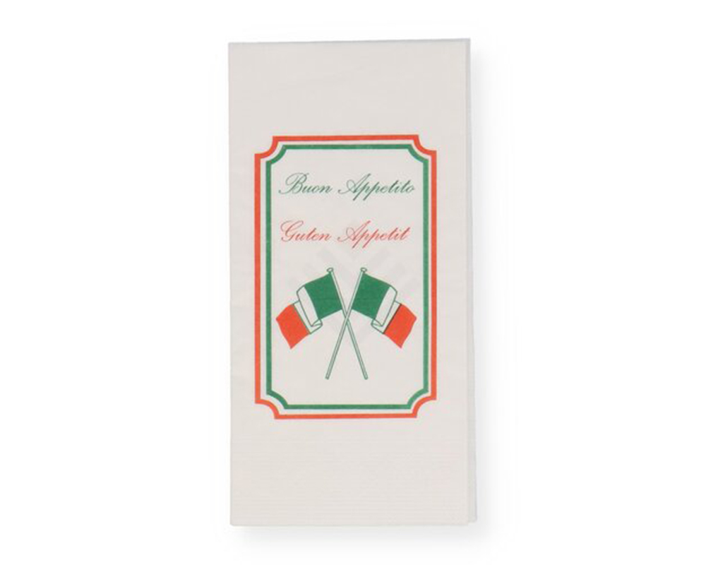 Servietten italy 40x40 cm 2-lagig 1/8 Falz, weiß Buchfalz Servietten italy 40x40 cm 2-lagig 1/8 Falz, weiß Buchfalz